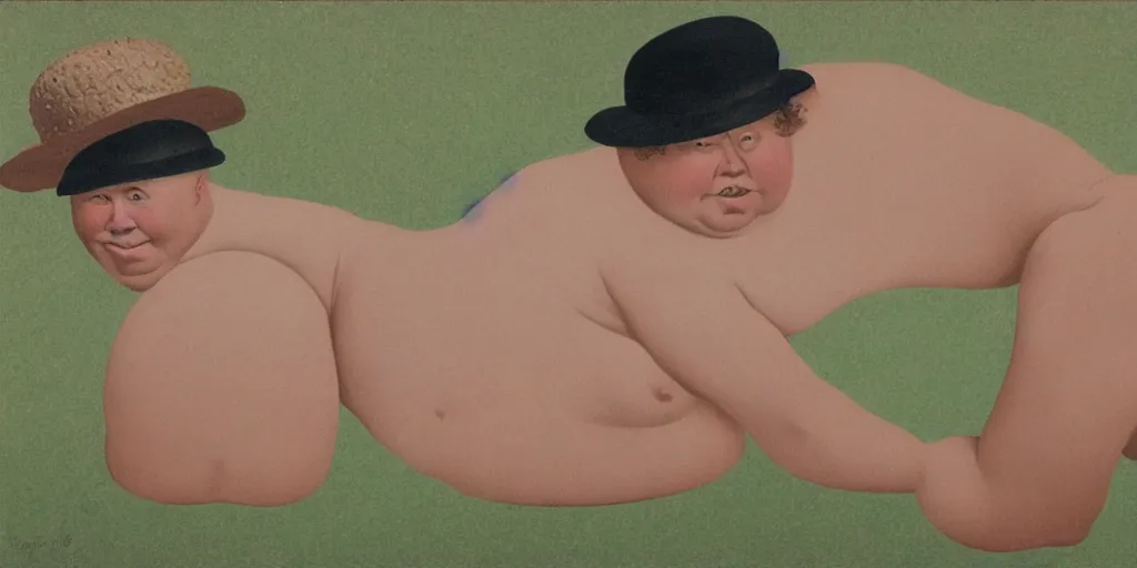 Image similar to Chunk doing the truffle shuffle in the style of Rene Magritte,