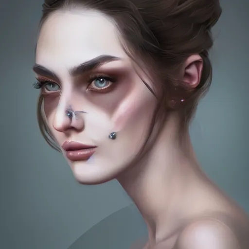 Image similar to face portrait of a woman, inspired by mandy jurgens, face accessories, light make up, 4 k, high detailed, illustration