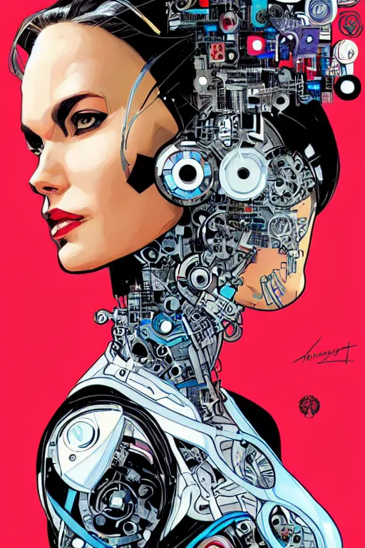 Image similar to a portrait of a beautiful cybernetically enhanced woman, by marvel comics and sandra chevrier