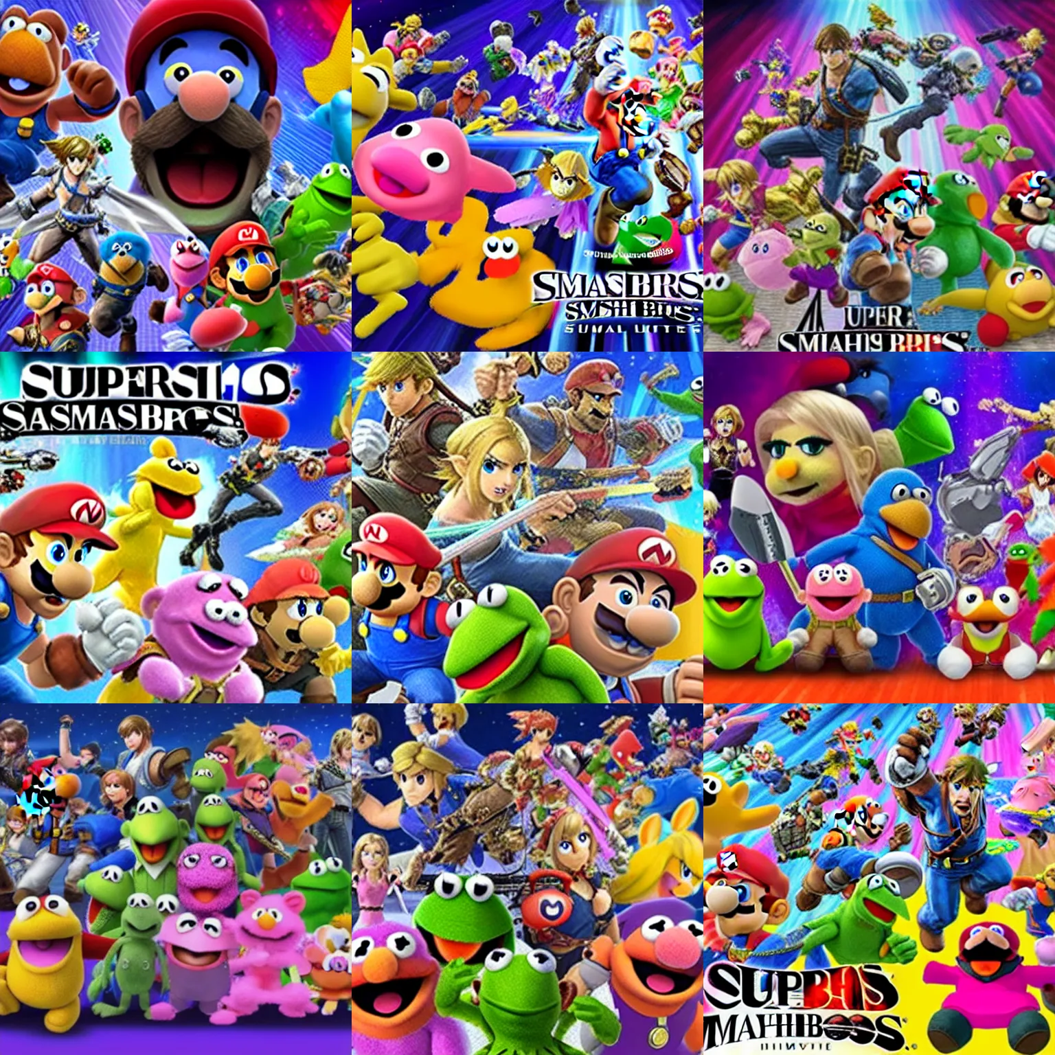 Prompt: super smash bros. ultimate but with muppets