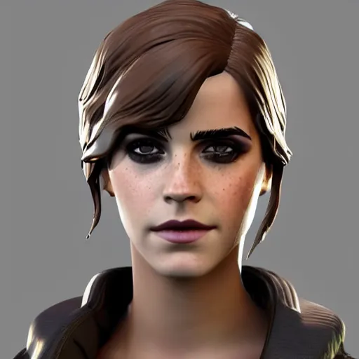 Prompt: textured film grain eye shadow smoky eyes fashion model face emma watson as a fortnite character cgsociety octane render unreal engine redshift render trending on artstation trending on artstation render blender behance cg superhero