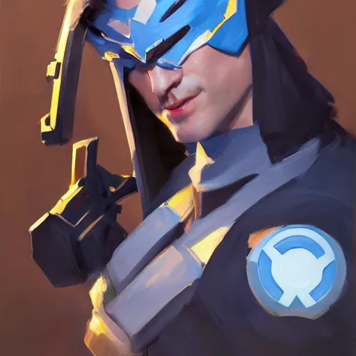 Prompt: greg manchess portrait painting of alex j. murphy as overwatch character, medium shot, asymmetrical, profile picture, organic painting, sunny day, matte painting, bold shapes, hard edges, street art, trending on artstation, by huang guangjian and gil elvgren and sachin teng