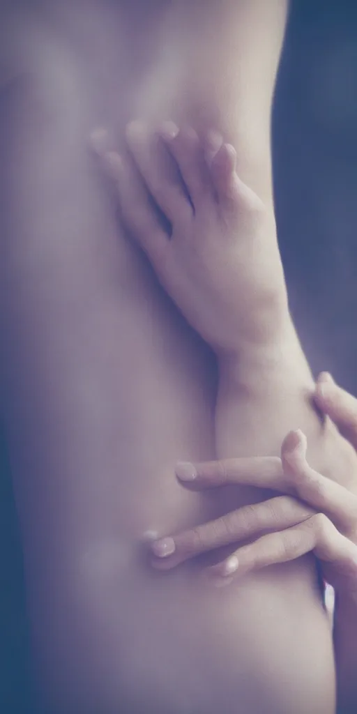 Prompt: a blurry closeup picture of woman's skin gripped tightly, female bodies, hands, macro photography, long exposure photograph, surrealism, anamorphic bokeh, creepy lighting, cinematic