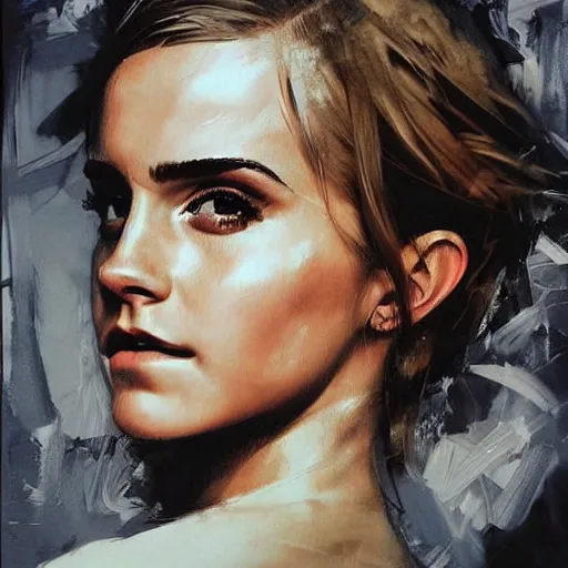 Image similar to portrait of emma watson, artwork by guy denning and charlie bowater,