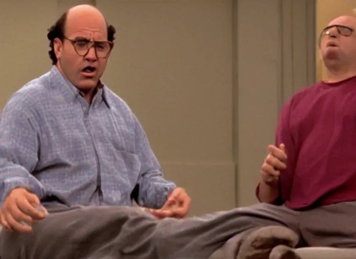 Image similar to film still of george costanza stubbing his toe in the new seinfeld episode, 4 k