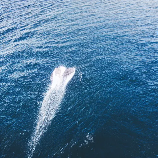 Prompt: drone photography of a humpback whale in a Sea Loch