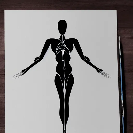 Prompt: the letter b drawn with a human body, concept art, sketch