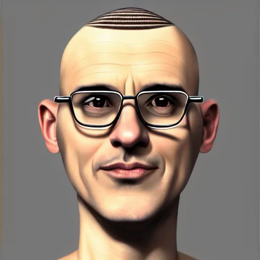 Prompt: 50 year old greying brunette man with very short hair, buzz cut, round face, square face, round jaw, wide chin , romanian, silver silver glasses, romanian heritage, brown eyes, brown eyes, olive skin, round nose, round chin, clean shaven wide face, thin lips, digital art, concept art, cgsociety, painterly, painting, 8k, illustration, painting, dramatic, beautiful, art by loish loish loish, drawing, traditional art painterly, trending on artstation, medium shot, uncropped