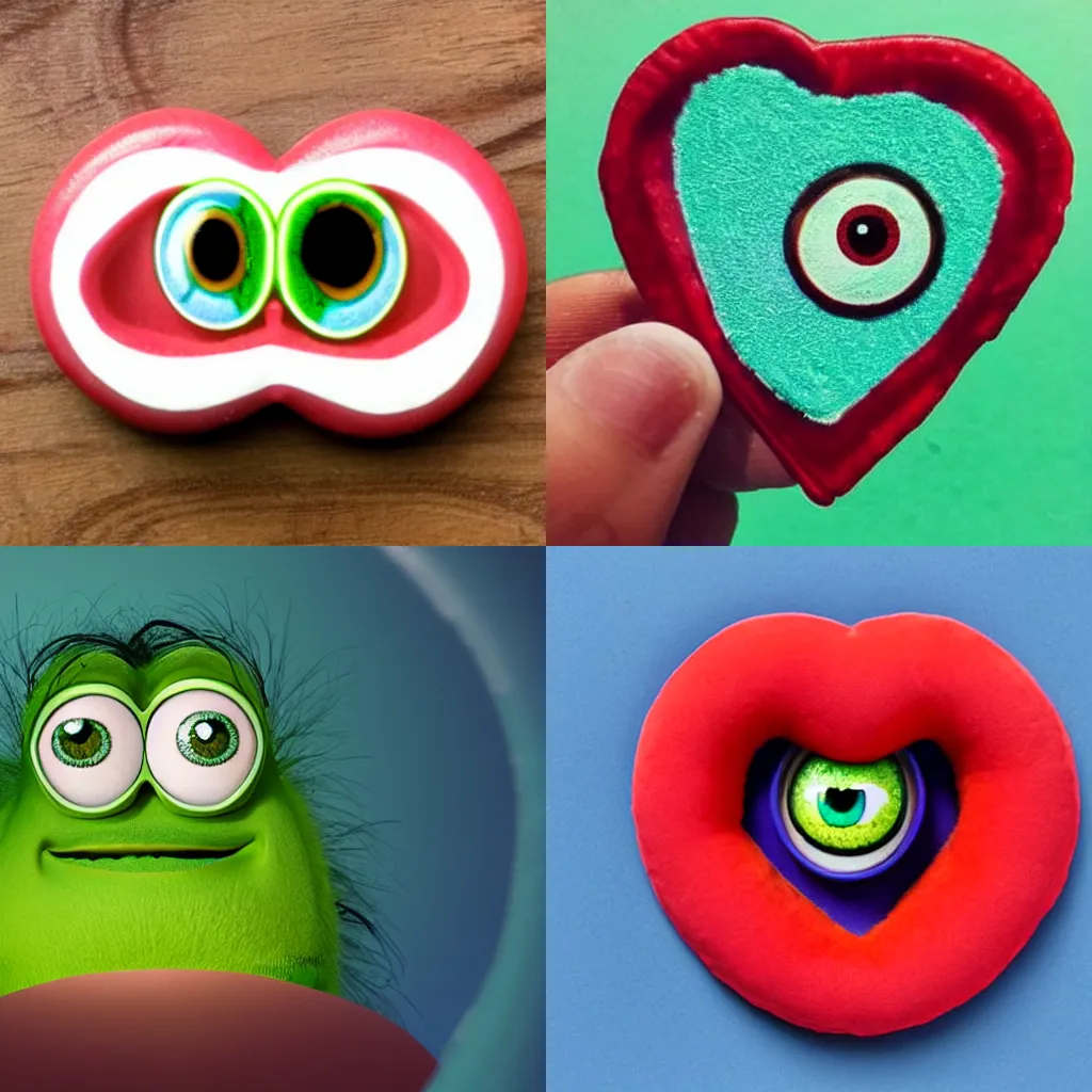 Prompt: mike wazowski inside a love heart