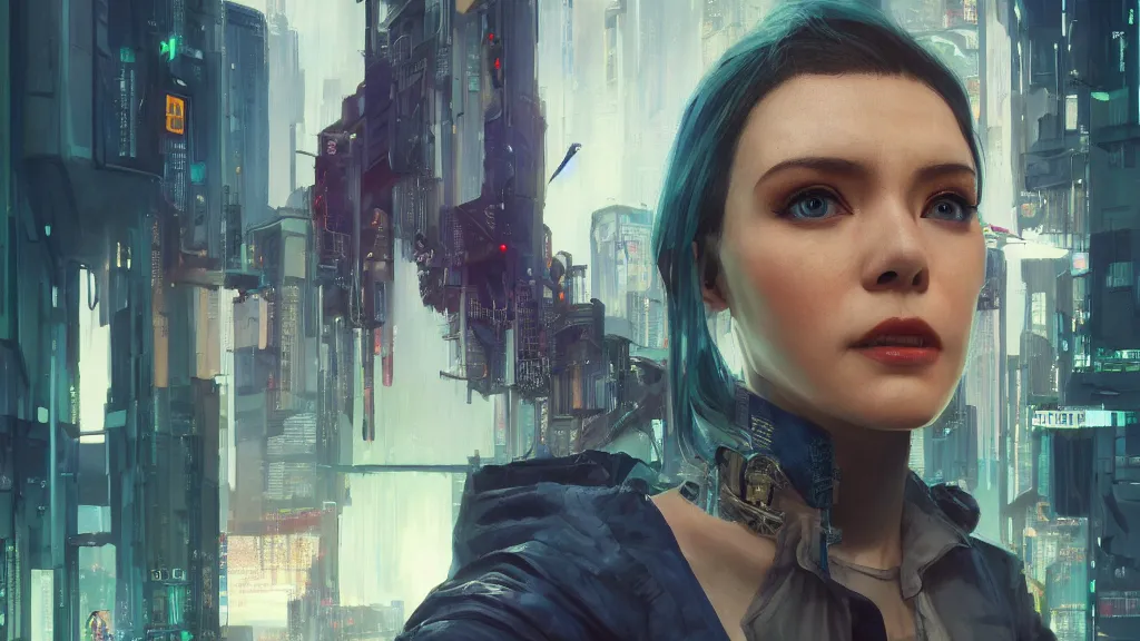 Prompt: a hyper realistic character concept art of a cyberpunk real estate agent, half body, front facing camera, 4k rendered in Octane, trending in artstation, cgsociety, 4k post-processing highly detailed by wlop, Junji Murakami, Mucha Klimt, Sharandula, Hiroshi Yoshida, Artgerm, Craig Mullins,dramatic, moody cinematic lighting