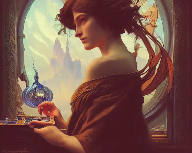 Image similar to photography of joseph cornell, deep focus, d & d, fantasy, intricate, elegant, highly detailed, digital painting, artstation, concept art, matte, sharp focus, illustration, hearthstone, art by artgerm and greg rutkowski and alphonse mucha