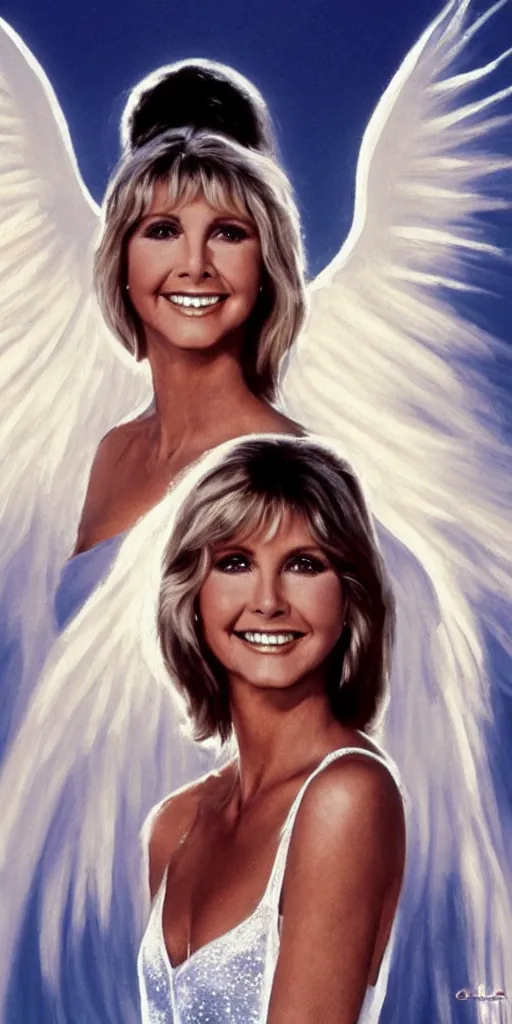 Image similar to Olivia Newton John as an angel in heaven