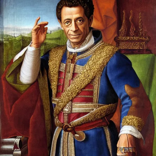 Image similar to renaissance portrait of Nicolas Sarkozy as a french king