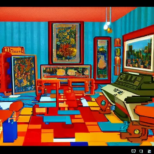 Image similar to this was the first virtual art museum in a 9 0's video game, made in 1 9 9 2, hd screenshot