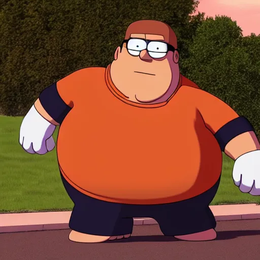 Prompt: peter griffin beating brian from family guy, hyperrealism, octane render, 8 k, high resolution
