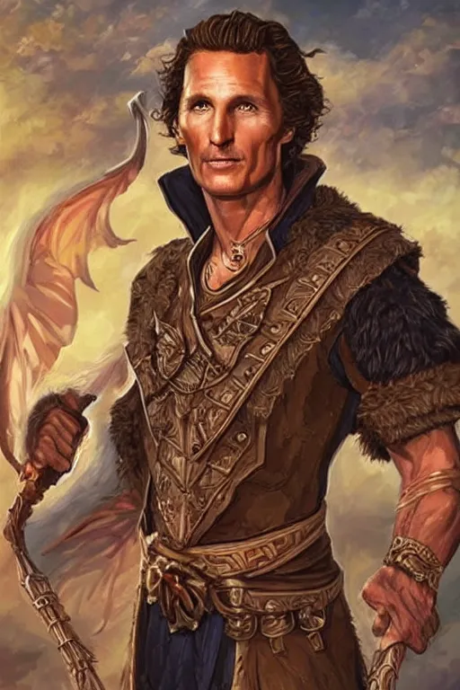 Prompt: matthew mcconaughey portrait as a dnd character fantasy art.