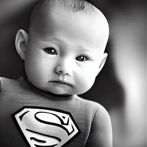 Image similar to realistic baby superman, photograph