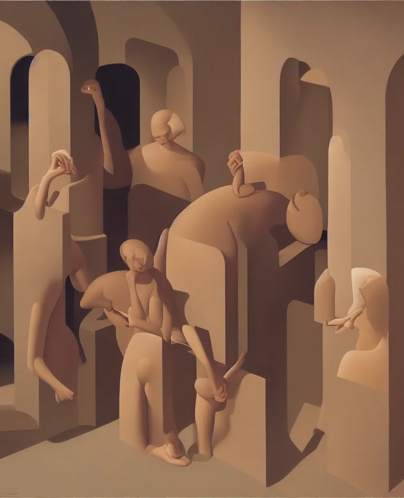 Image similar to oil painting by george tooker