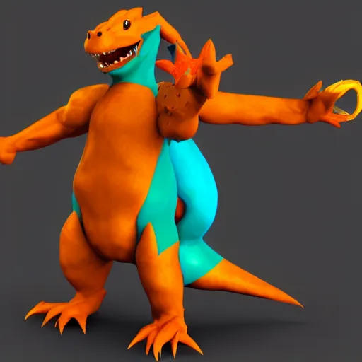 Prompt: a monstrous hybrid of Charizard and Squirtle, concept art, trending on artstation 3D.