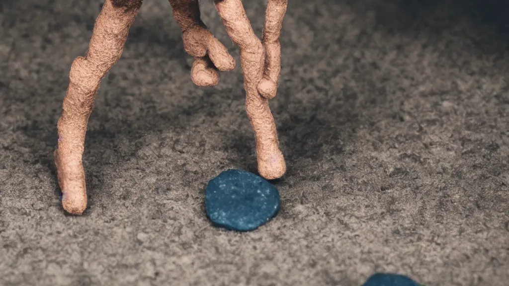 Prompt: a claymation of a man performing on a stage depth of field 1 0 0 mm