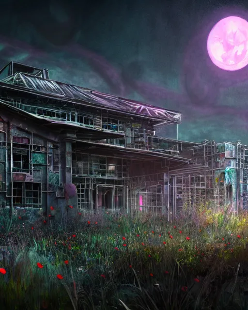 Prompt: a beautiful detailed rendering of home gym architecture abandoned urbex industrial architecture by frederick mccubbin, evil uv light retrowave studio ghibli lightpaint at dusk neon noir meadow san andreas cgsociety assassin's creed at night infrared poppy tundra fantasy galactic universe, archdaily, wallpaper, highly detailed, trending on artstation.