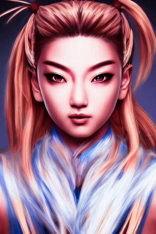 Image similar to Chun-Lil , Street Fighter , pretty face, ultra detailed, digital art, 8k ,character ,realistic, portrait, hyperrealistic