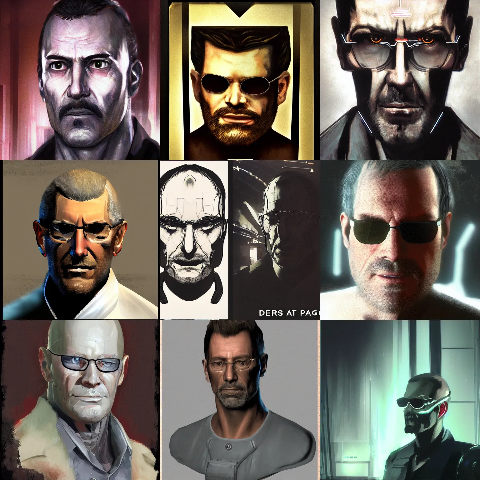 Prompt: portrait of Bob Page (from Deus Ex video game) why contain it -768