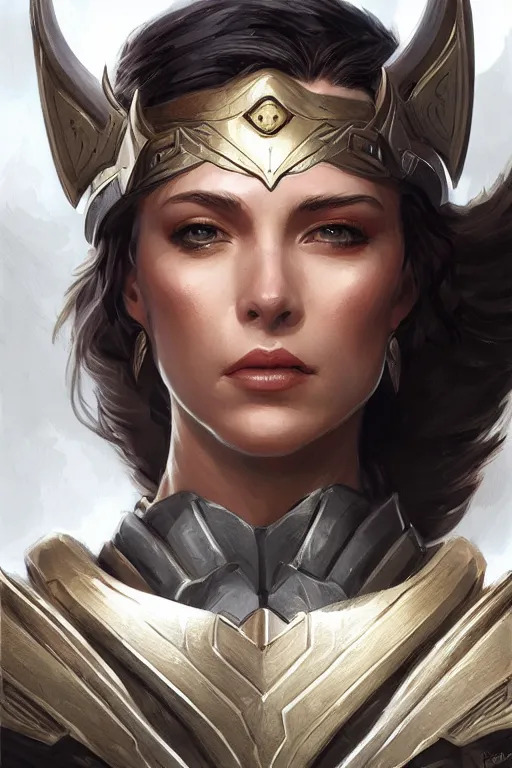 Image similar to amazon valkyrie athena, d & d, fantasy, portrait, highly detailed, headshot, digital painting, trending on artstation, concept art, sharp focus, illustration, art by artgerm and greg rutkowski and magali villeneuve