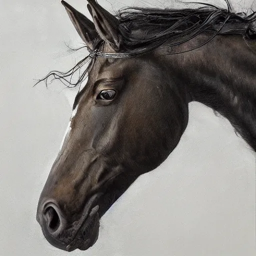 Prompt: sleipnir, black eight legged horse, lightning for eyes, majestic, powerful, extreme detail, fine art, oil painting -w 576 -h 256 -s 150 -n 3 -i
