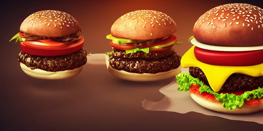 Image similar to a product picture of a hamburger, photographic filter, unreal engine 5, realistic, hyperdetailed, 8 k, cinematic, volumetric lighting, very realistic effect, hd, hdr, 4 k, sharp focus, octane render, ultra detailed, high resolution, trending on artstation in the style of albert dros glowing rich colors powerful imagery