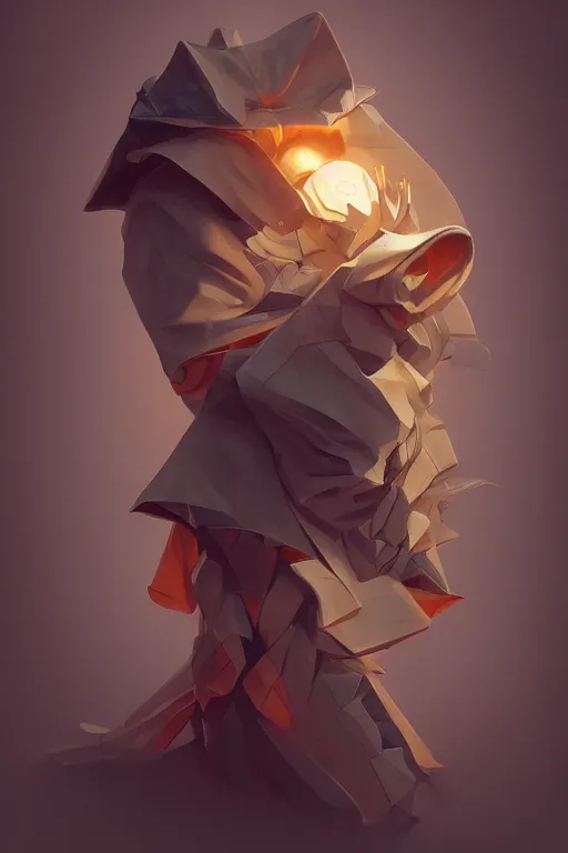 Image similar to origami garbage collector, highly detailed, digital painting, Trending on artstation , HD quality, by artgerm and greg rutkowski and alphonse mucha, dramatic light, octane