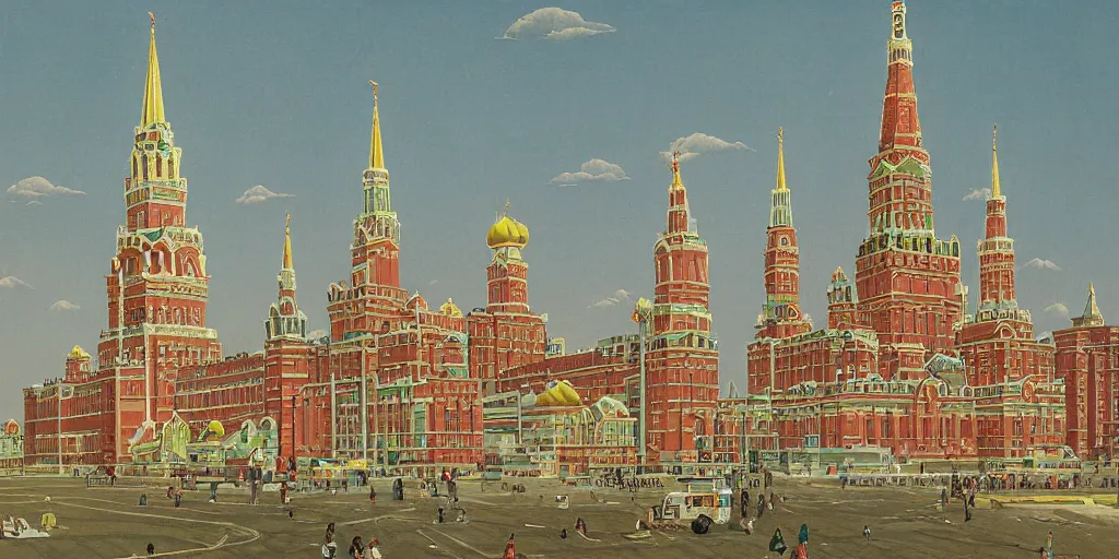 Prompt: architectural concept art of a moscow state university on fire, created by hasui kawase, invasion of a city, colorful flat surreal design, super - detailed, a lot of tiny details