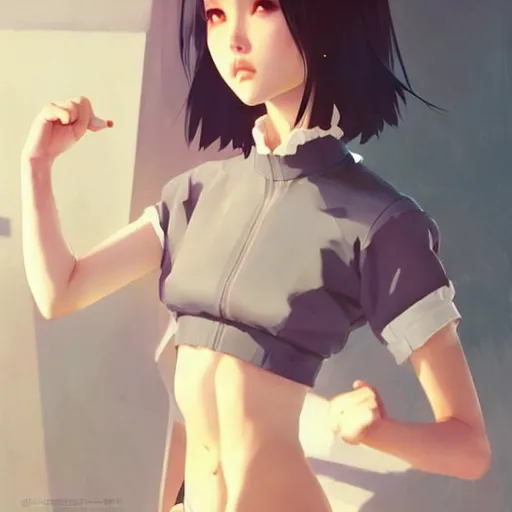 Prompt: a beautiful young japanese natalie portman alluring instagram model in crop top, large chest, by guweiz and wlop and ilya kuvshinov and artgerm, aesthetic, gorgeous, gapmoe yandere grimdark, trending on pixiv fanbox, painted by greg rutkowski makoto shinkai takashi takeuchi studio ghibli, akihiko yoshida