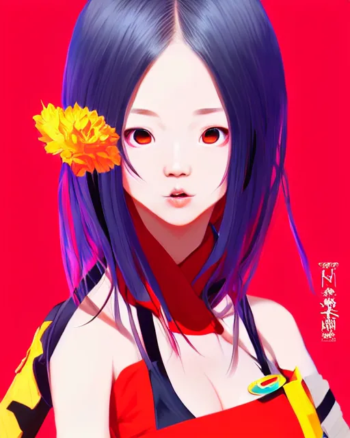 Image similar to perky character yae miko from video game genshin impact, art poster cinematic, realistic, bright colors symmetry face, fine details. realistic shaded lighting by ilya kuvshinov, katsuhiro otomo, art by kuvshinov ilya, trending on artstation