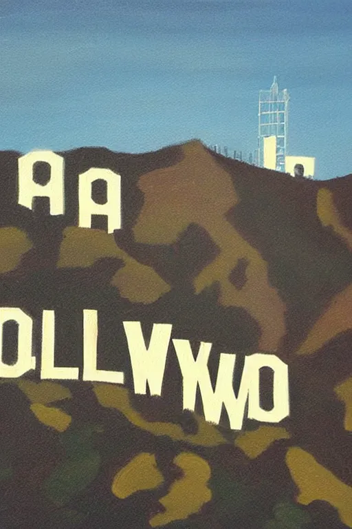 Prompt: painting of the hollywood sign