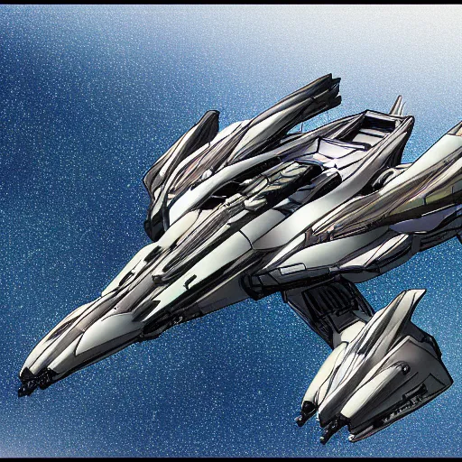 Prompt: a beautiful spaceship by Shōji Kawamori, trending on Artstation