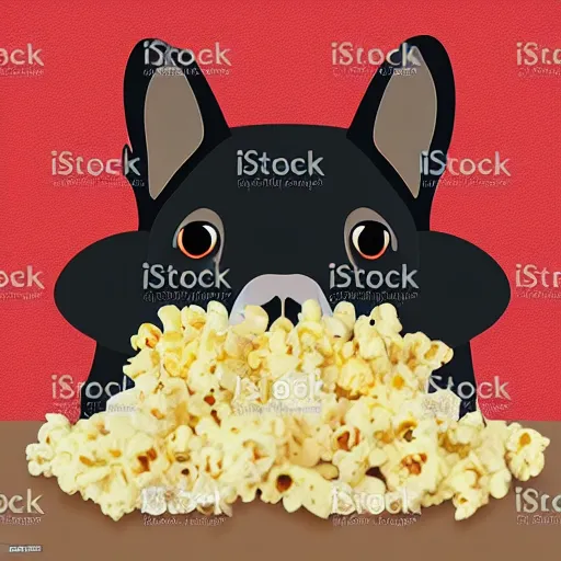 Image similar to french bulldog eating popcorn, vector art