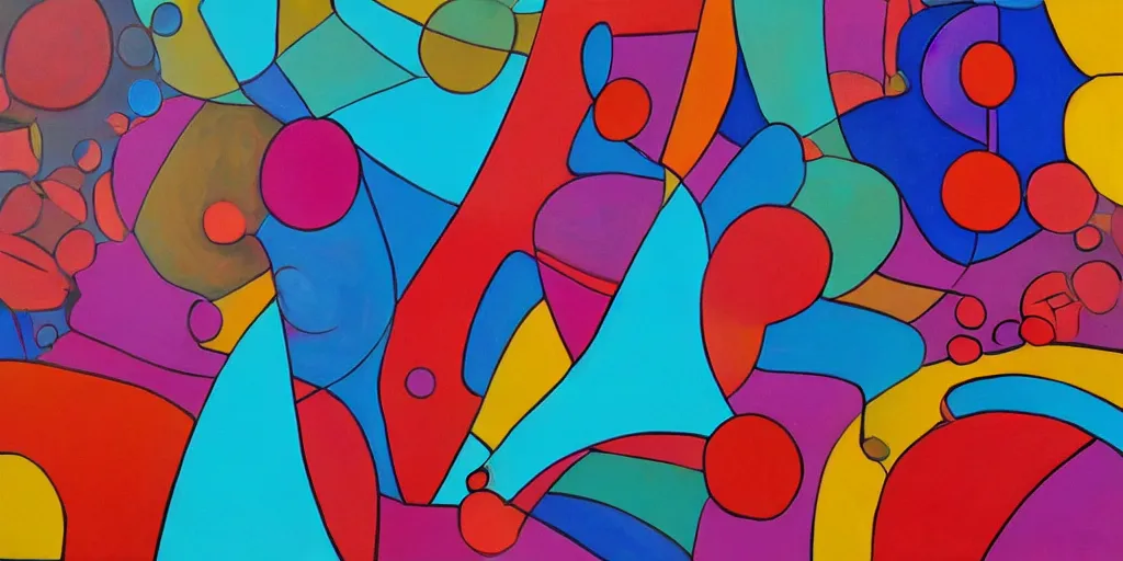 Prompt: abstract forms in the bold colourful detailed style of bill melendez,