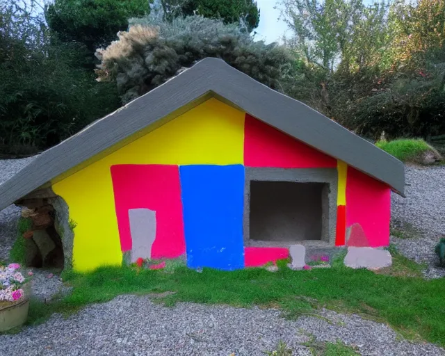 Prompt: crayon roman house on a hill