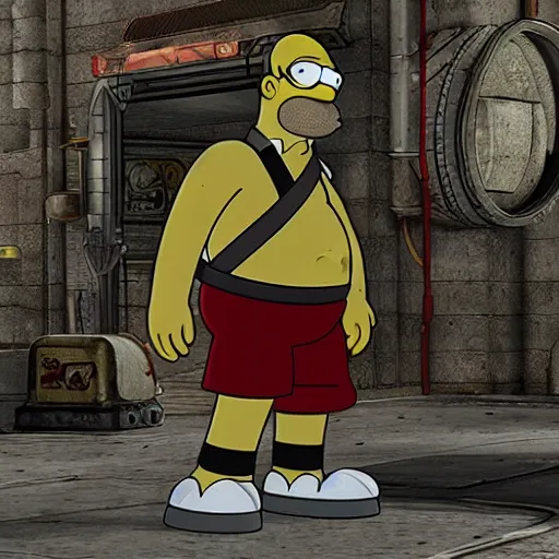 Image similar to Homer Simpson in Gears of War