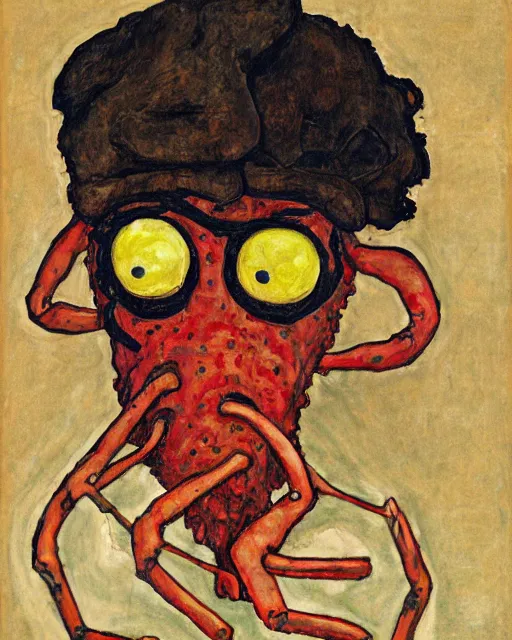 Image similar to portrait of zoidberg by egon schiele in the style of greg rutkowski