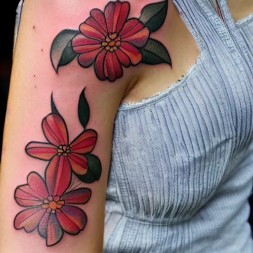Image similar to flower tattoo, like art, highly detailed