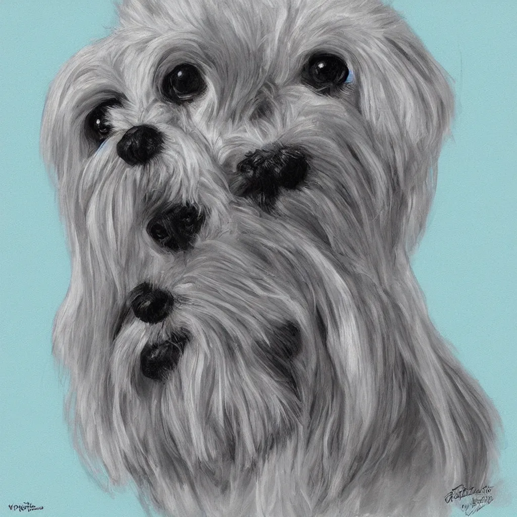 Image similar to a maltese terrier, concept art by yulia zhuchkova, lord raven art print,