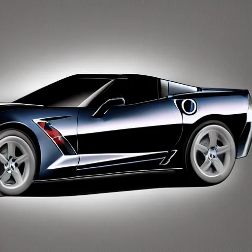 Image similar to portrait of a corvette champagne hybrid, digital art