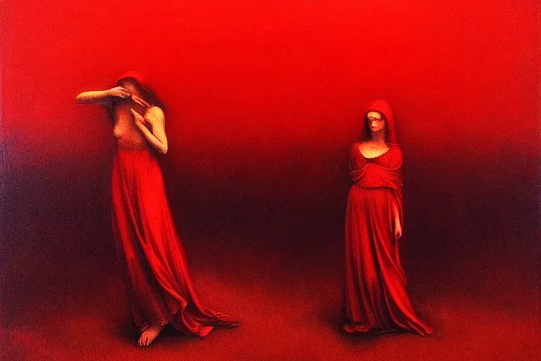 Image similar to only with red, a red angel announce the win, at the gates of a rich renaissance city. inthe background, pathos, in the style of beksinski, part by hopper, part by rodcenko, part by hofbauer, intricate composition, red by caravaggio, insanely quality, highly detailed, masterpiece, red light, artstation