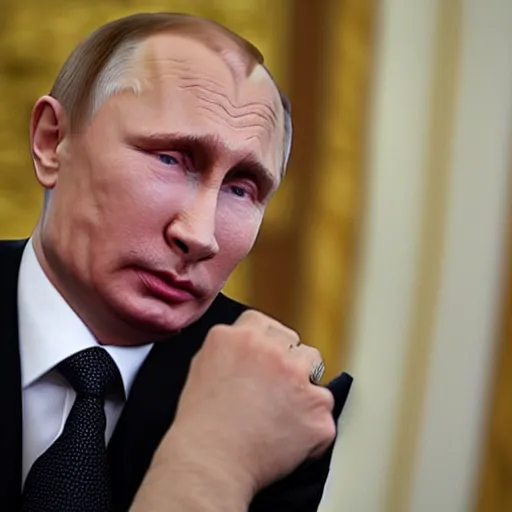 Image similar to Putin dressed in drag being flirty