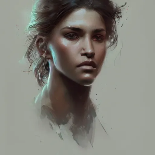 Prompt: portrait of a latin young woman, curlybrown hair and, wearing round thin, she has a big, round jawline, dramatic lighting, illustration by greg rutkowski, yoji shinkawa, 4 k, digital art, concept art, trending on artstation