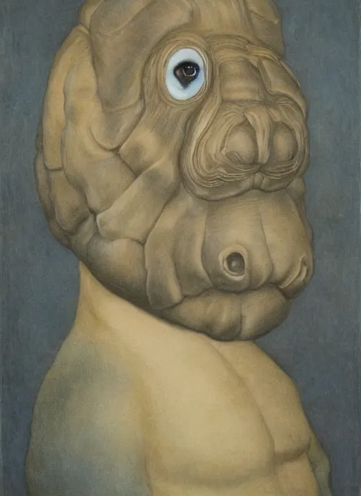 Prompt: raphaelite studly tardigrade portrait, cocky grin