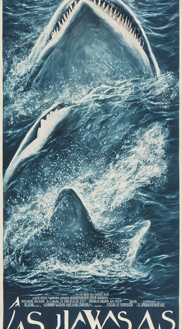 Image similar to a poster of jaws, 1975