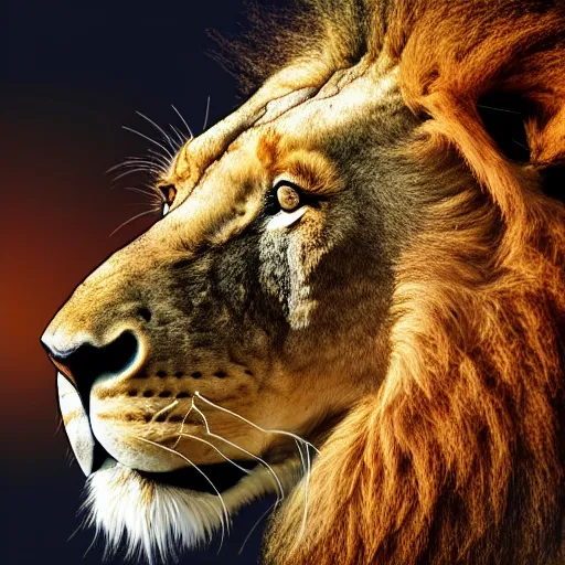 Image similar to 2 d full body lion, high detail, digital art, sideview, detailed face, ultra hd, sharp focus, vivid colors, whitebackground